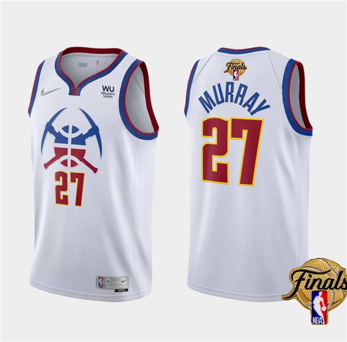Men's Denver Nuggets #27 Jamal Murray White 2023 Finals Earned Edition Stitched Basketball Jersey